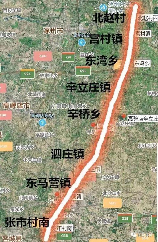 3 京雄高速横穿固安 近日,京雄高速河北段路线走向,从地图上看,京