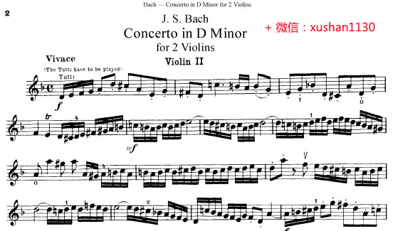 巴赫d小调双小提琴协奏曲bwv1043小提琴分谱钢琴伴奏谱