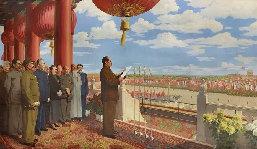 油画《开国大典》董希文于1953年描绘