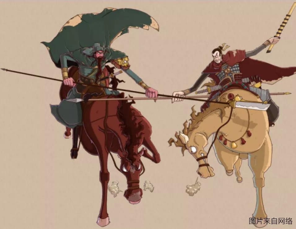秦琼手使瓦面金装锏,两个共重一百二十八斤,坐骑黄骠马别名"透骨龙"