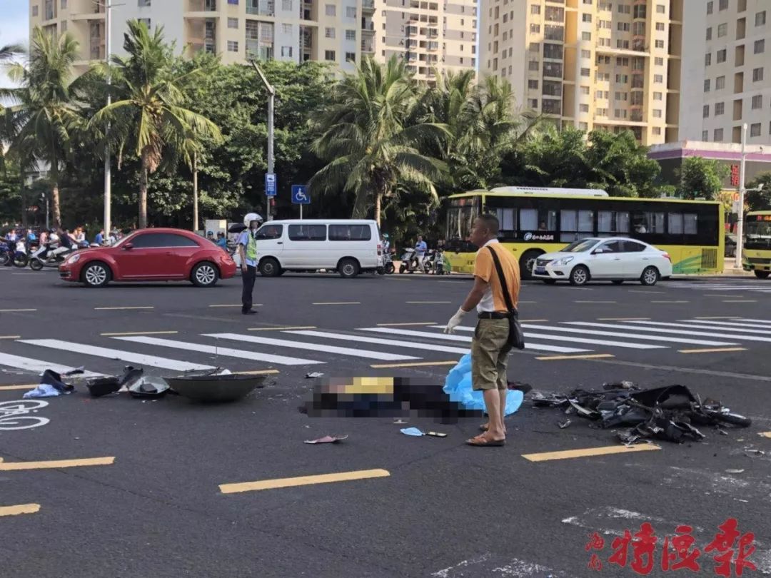 痛心!海口海甸岛一大货车与电动车相撞,女子当场就不行了(视频)