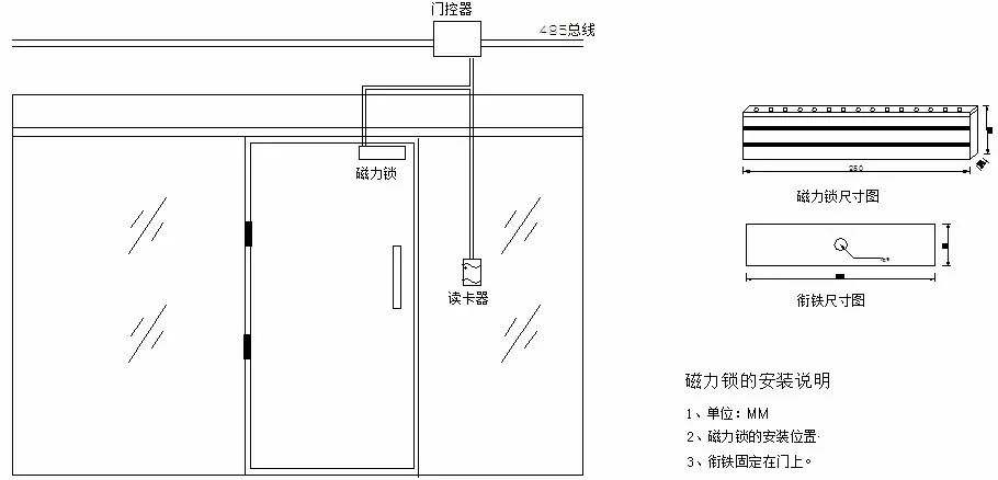 门禁布局图,管线图,安装大样图,电锁安装图