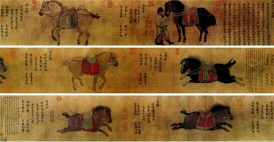 《昭陵六骏图》是金代画家赵霖根据壁画创作的一幅中国画,现存于故宫