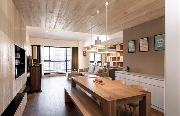 140平四居室实木板材装修 日式风格原木家具 每一处都