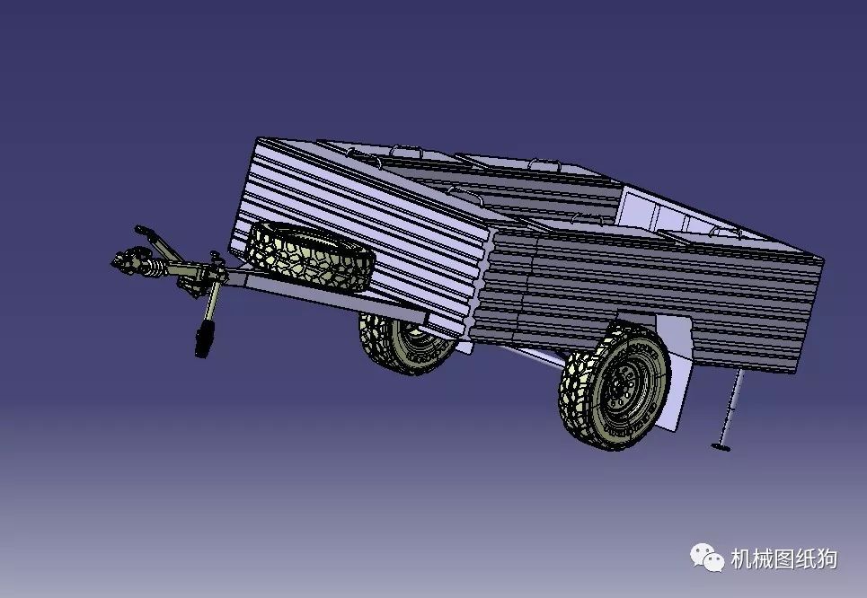 【其他车型】1.5t挂车拖车3d模型图纸 step格式