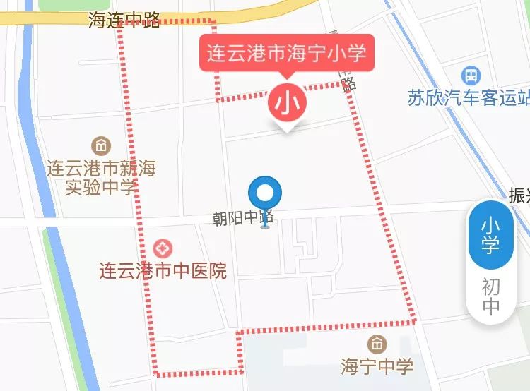 2018年连云港市海州区最新小学学区划分范围图示