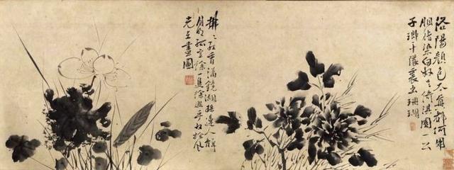 徐渭《墨花九段图卷,寥寥数笔勾画出花卉的特征,简约却不简单