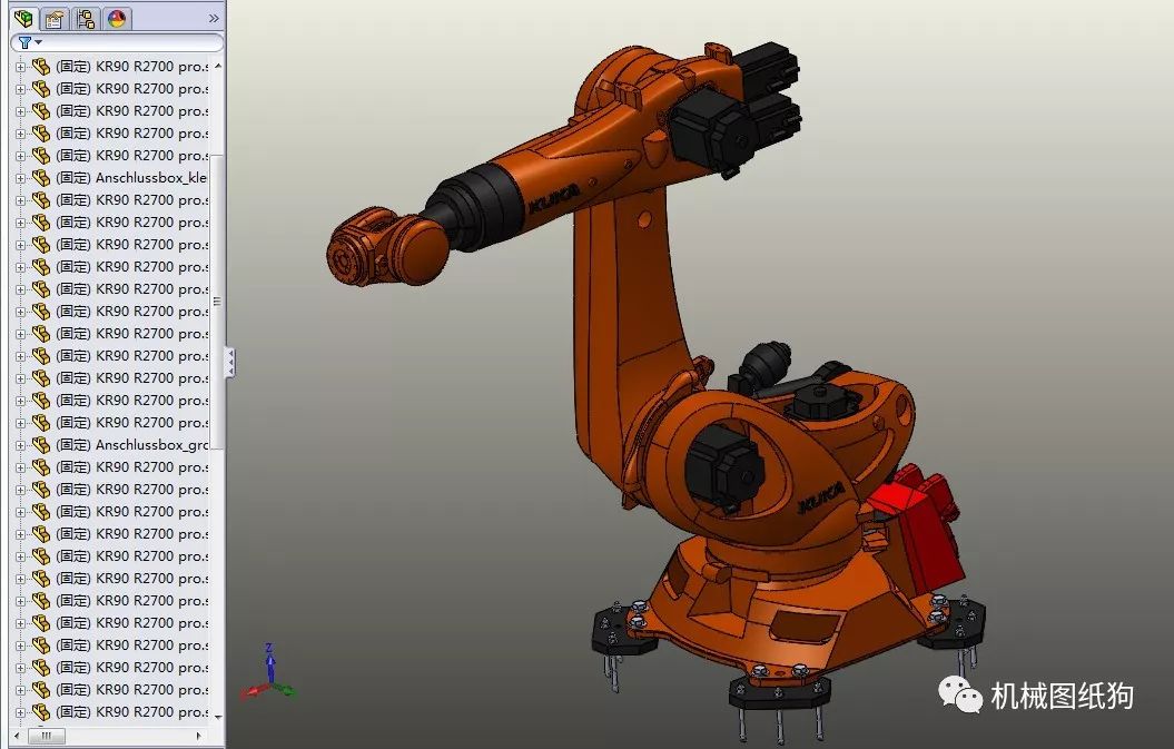 kr90-2700工业机械臂模型图纸 solidworks2011设计