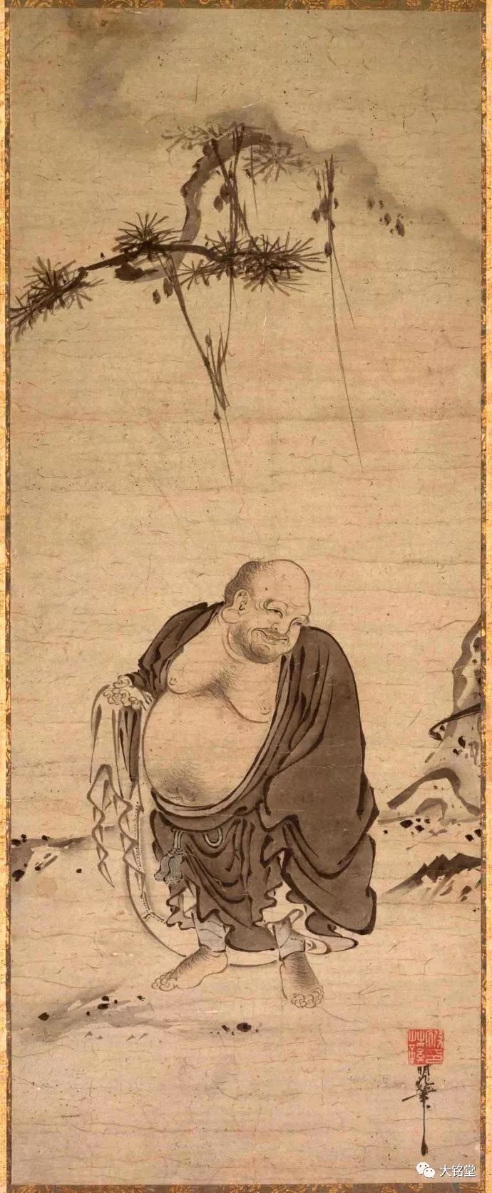 美国克利夫兰美术馆十四世纪佛画 临济宗画僧 吉山明兆绘 布袋和尚图