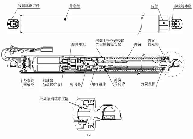 结构一般来说,尾门的开启与关闭都需要推杆来完成,所以电动推杆的作用