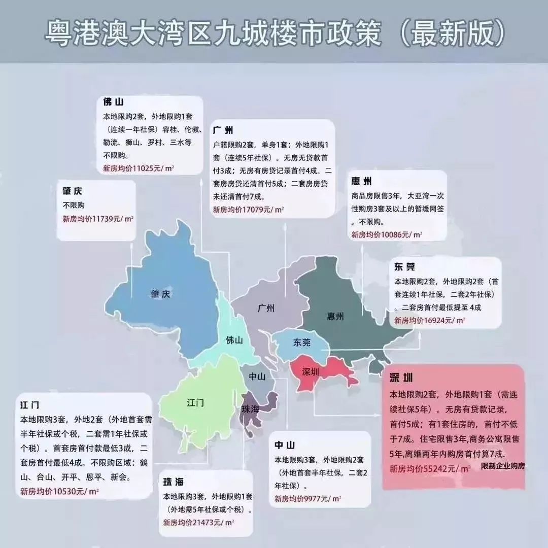 粤港澳大湾区九城楼市政策(最新版)