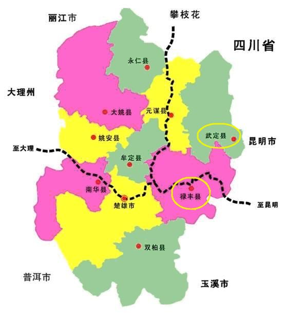楚雄州地图