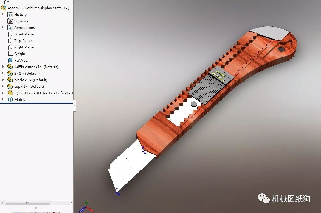 【生活艺术】普通美工刀3d模型图纸 solidworks设计