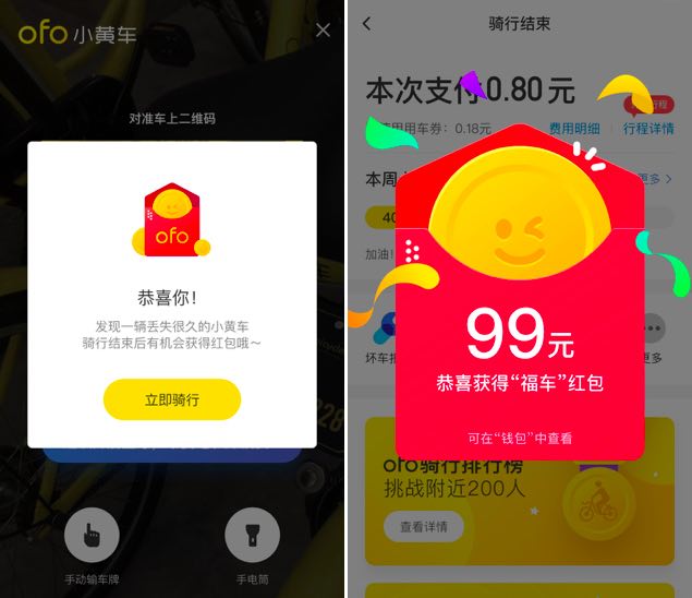 ofo重启红包车 开启新一轮现金补贴大战-科记汇