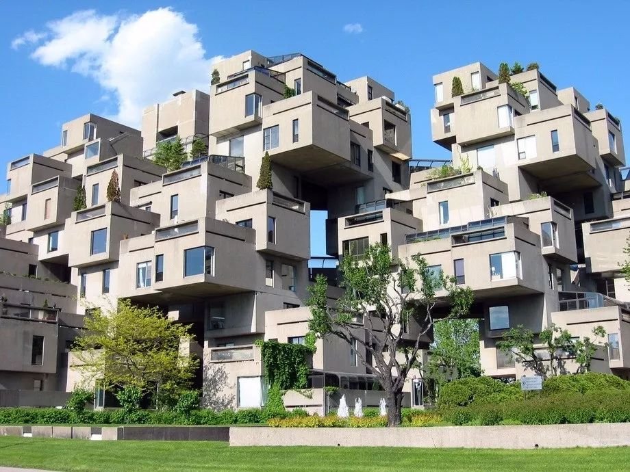 加拿大蒙特利尔的居民区  错开的方块构成这一独特的建筑 住在