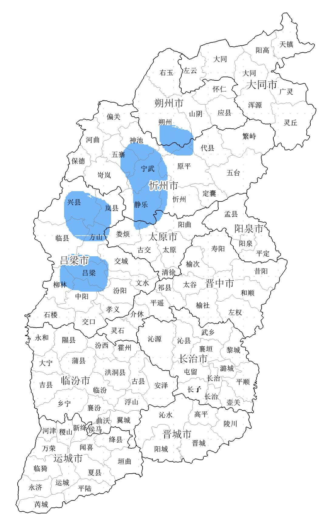 山西省气象台今日9时13分发布暴雨蓝色预警,预警区域:朔州, 忻州