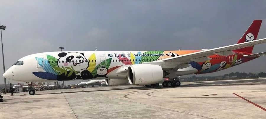 川航首架空客a350顺利回家 "熊猫新机"让更多旅客感受