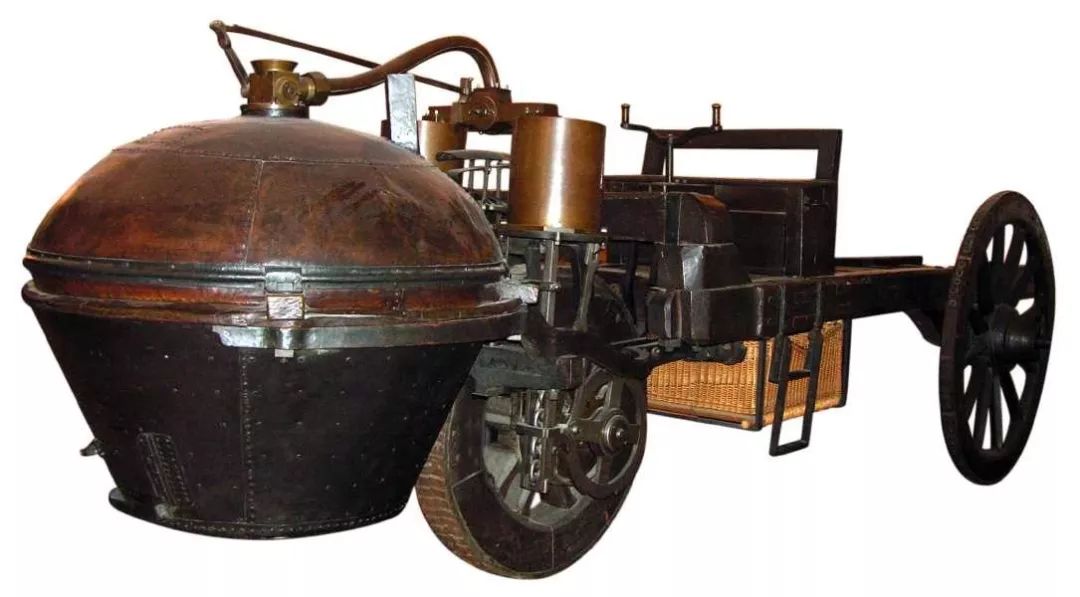 世界上第一辆蒸汽驱动的三轮汽车诞生