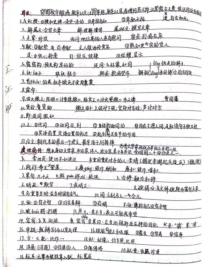 高中语文必修1-5学霸手写笔记(高清) | 可领电子版