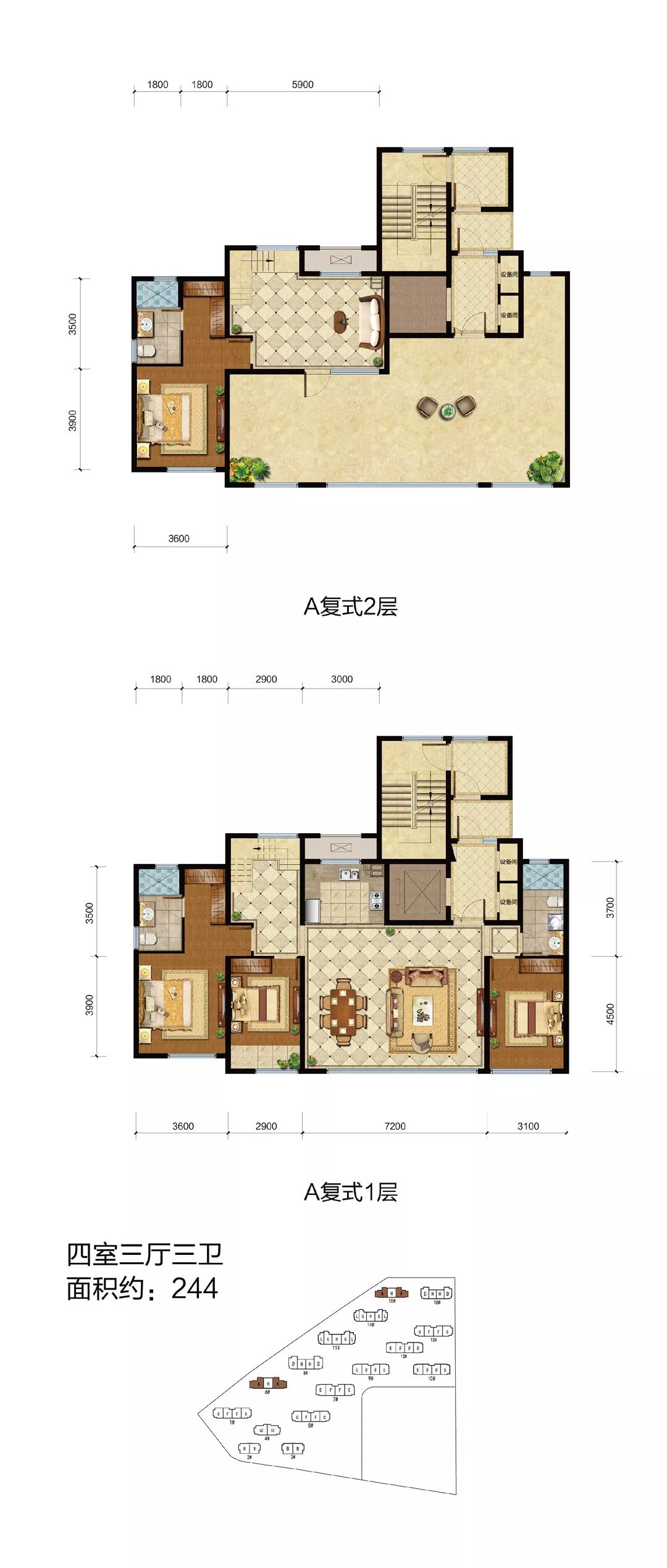 民生绿城百合新城锦兰园顶跃户型建面150244平院望成真