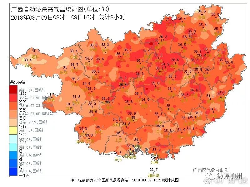 昨天广西最热的三个地方,两个在柳州!