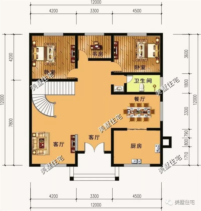 12x12米农村别墅,方正户型,2种设计,实用和经济你更爱