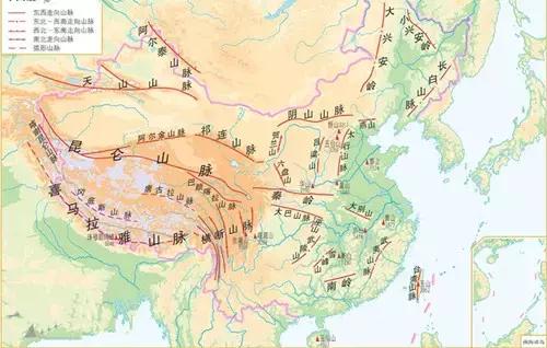 (2) 东西走向六条山,天阴昆秦南喜山. 南北横贺六喜断.