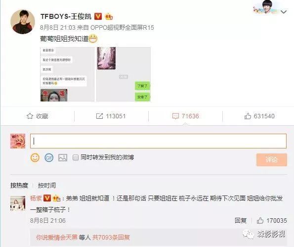 王俊凯曝杨紫的聊天记录,杨紫请求帮忙宣传新剧,王俊凯6字回应