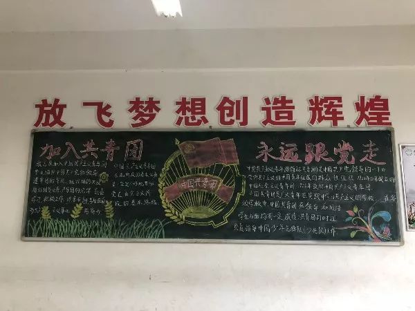 团队到达阚家镇四中文慧中学,进行了参观校园,为孩子们绘制黑板报