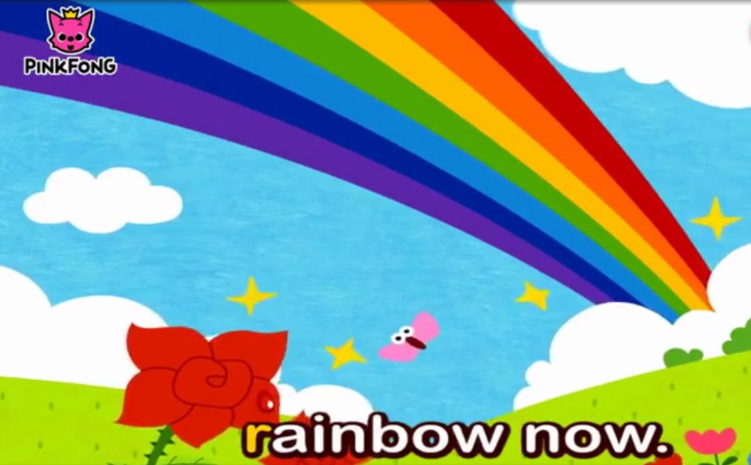 it"s a rainbow, 这是彩虹, rainbow now. 彩虹.