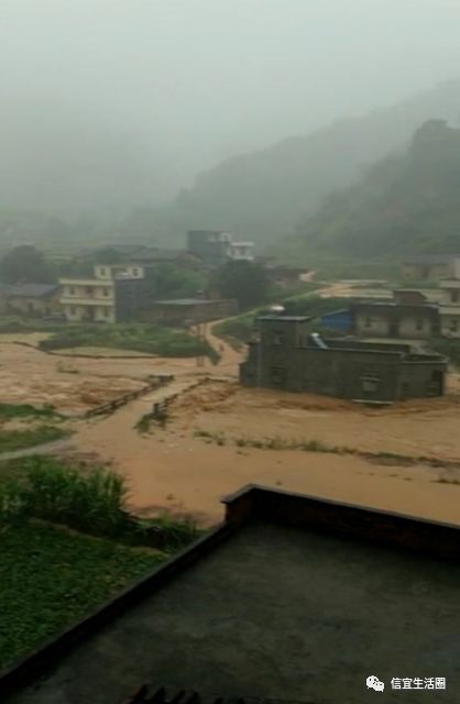 暴雨直击信宜东部思贺新宝合水钱排等地方河水涨涨涨有小车被冲