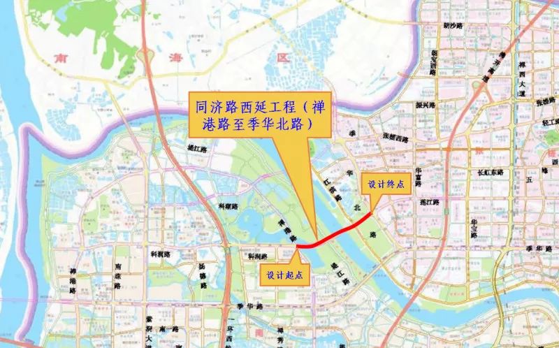 禅城区同济路西延(禅港东路至季华北路)道路工程目前已进入开工前的