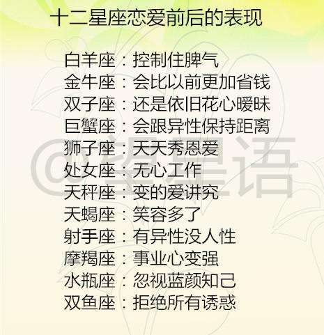 十二星女嫁给谁才会最幸福? 十二星座恋爱前后的表现