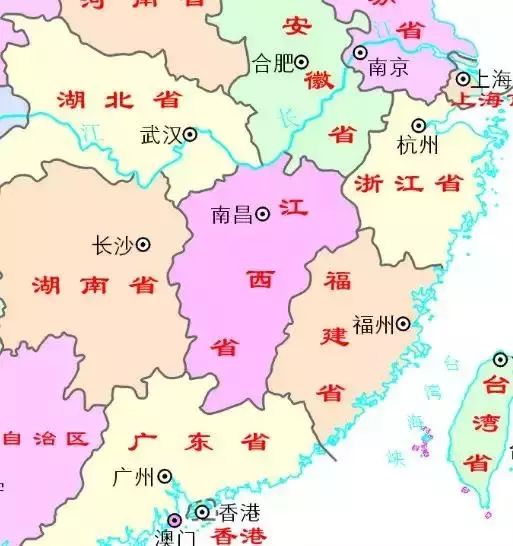 江西的区位及其邻省.底图来自国家测绘地理信息局.