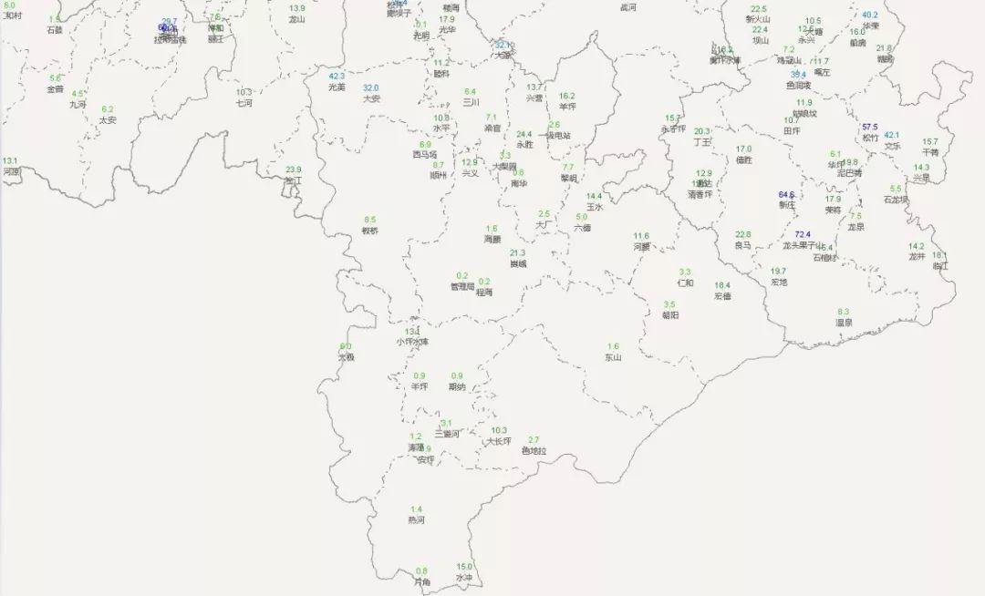 今晨玉龙县黎明乡金庄降大暴雨 预计今明两天我市还将