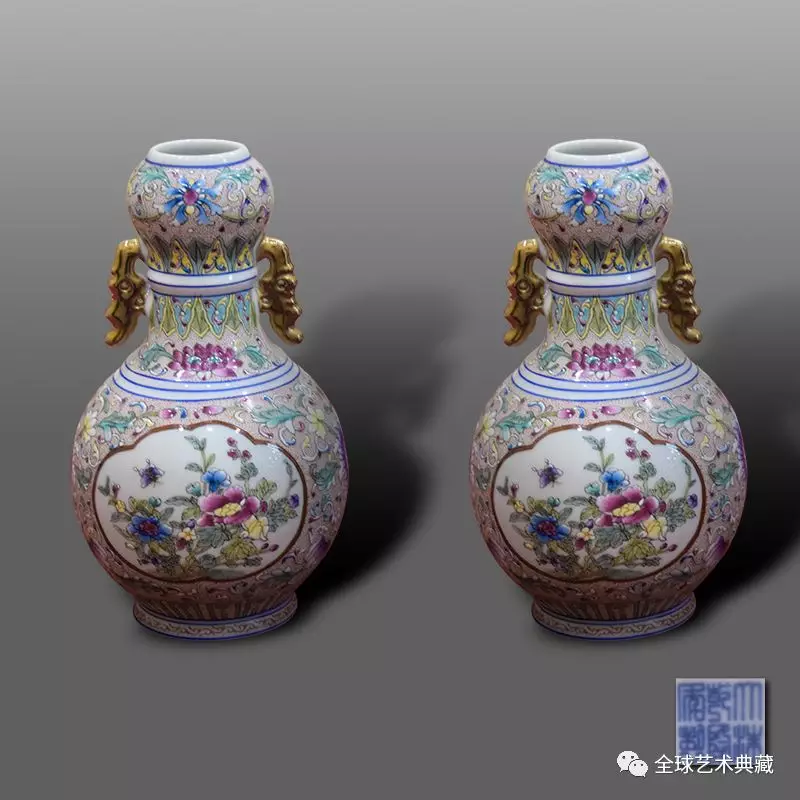 中国古美術清時代粉彩（金彩）瓢形水注大清乾隆年製在銘-