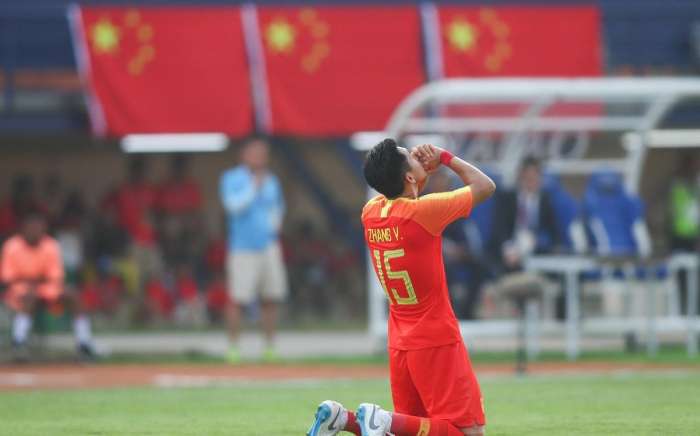 亚运会男足比赛:中国U23男足6:0东帝汶,一场大