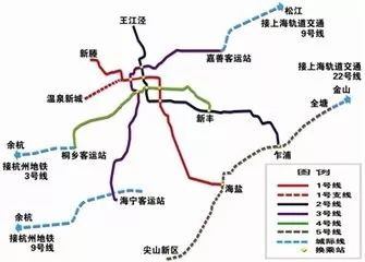 4条市域轨道:分别为桐乡至临平(暂时取消,利用沪乍杭铁路运行);海宁至