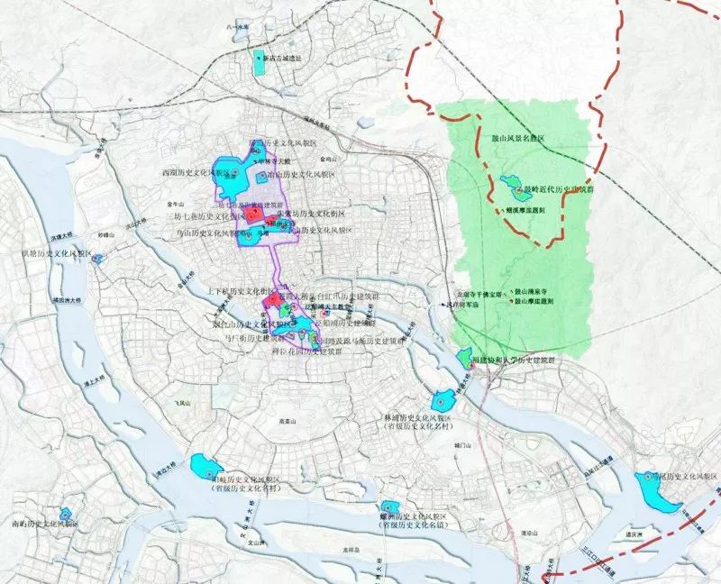 福州历史文化古城保护范围(点击放大)