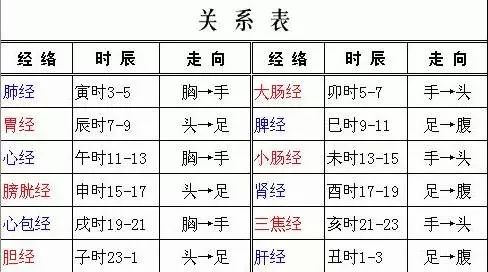 人体经络休息时间表