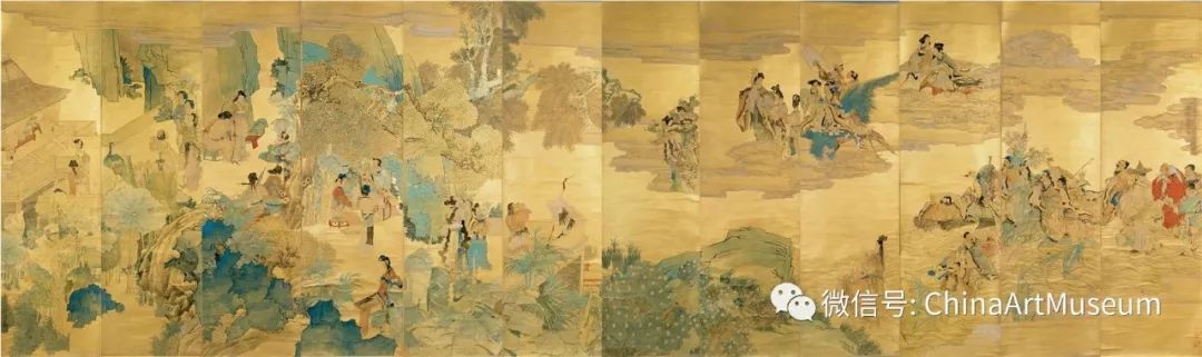 任伯年《群仙祝寿图》123x48厘米x12 清代