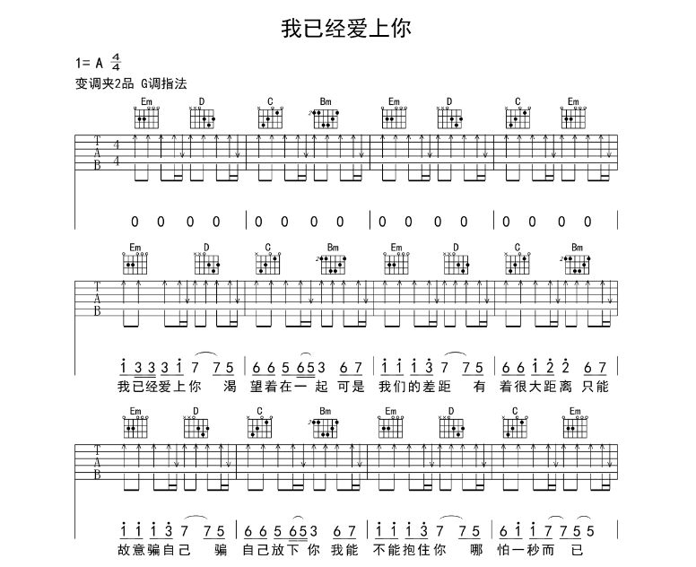 我要你吉他简谱_我要你简谱(2)