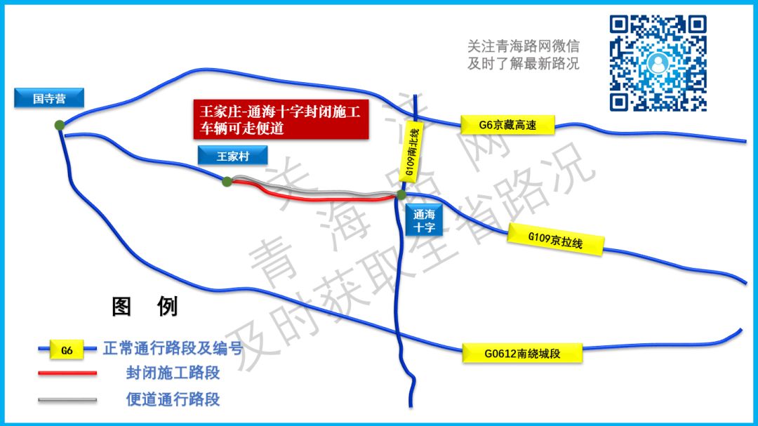 g109(王家庄-通海) 封闭施工 为保证西宁市昆仑大道新建道路工程顺利