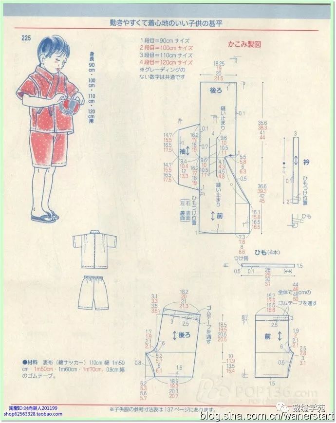 两款和风家居服裁剪图,收藏