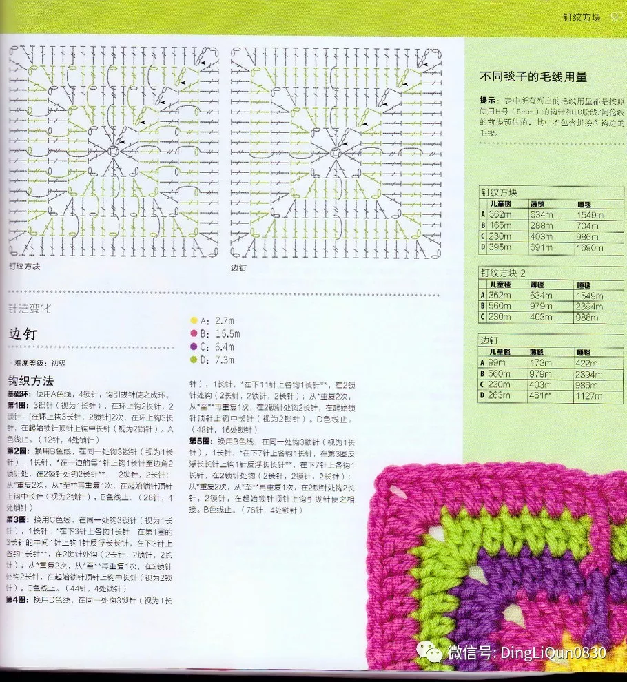 钩编图解100种祖母方格花样图案技能及图解