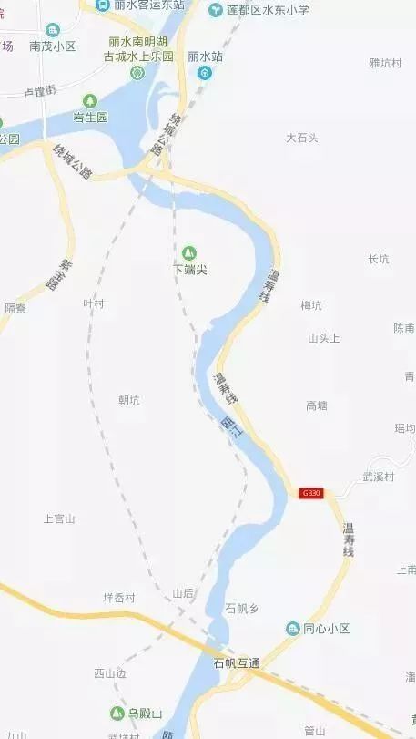 起点位于330国道莲都区塔下村附近,与绕城公路相接,终点位于青田县腊