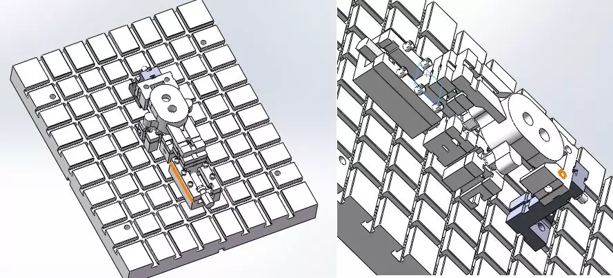 液压泵盖组合夹具图纸格式:prt汽车零部件四轴加工中心夹具由定位元件