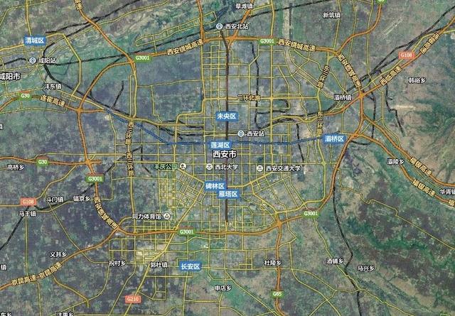 西安市卫星地图图片