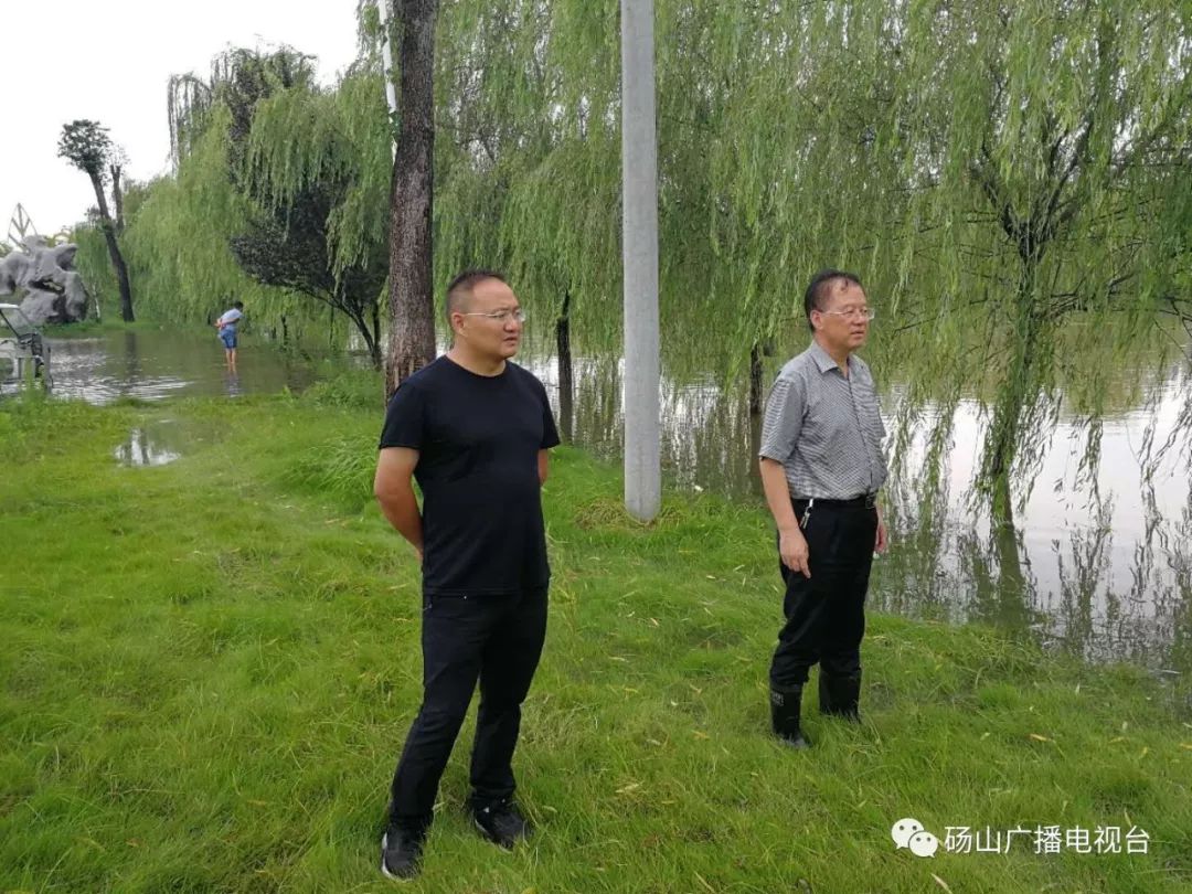 副县长熊晏锋在查看文家河河流水位情况精心组织 争分夺秒面对灾情,全