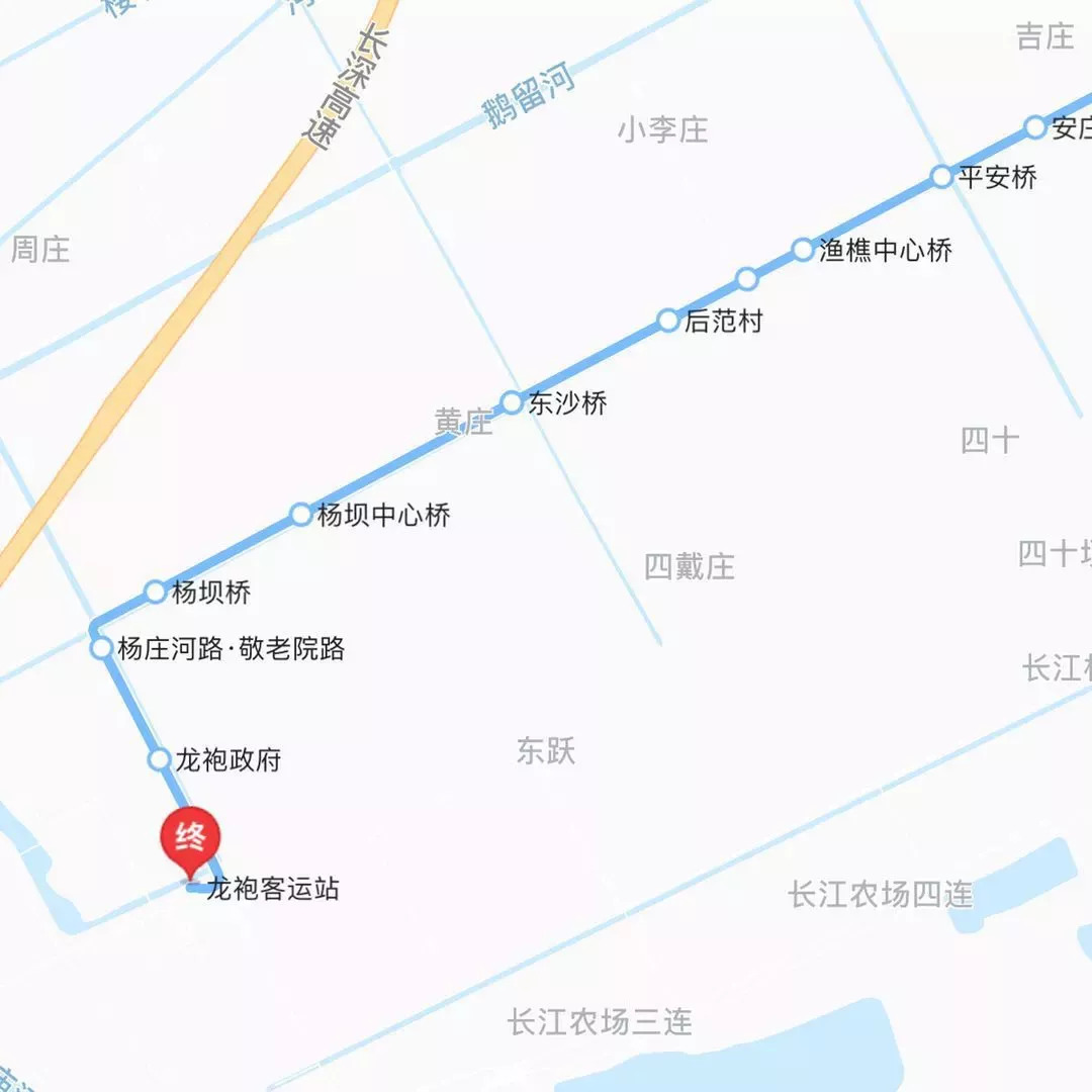 临时撤销站点:平安桥,安庄桥,新桥中心桥,李东村,龙袍新桥小学,沿江